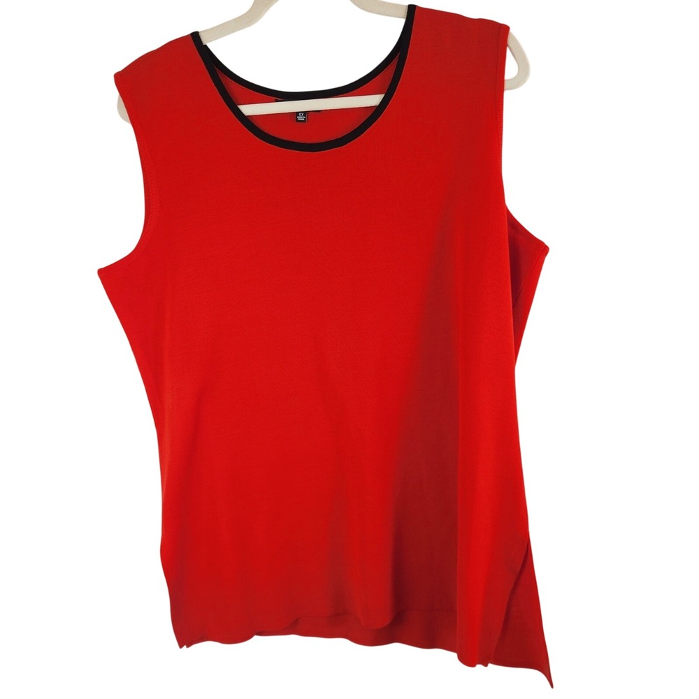 Misook Women's Red Knit Tank Top Size 0X Sleeveless Scoop Neck Quiet Luxury